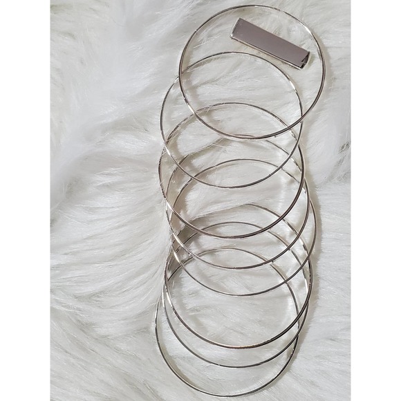 NWOT Women's Jewelry Silvertone Detachable Stacked Bangle Bracelet - Picture 2 of 4